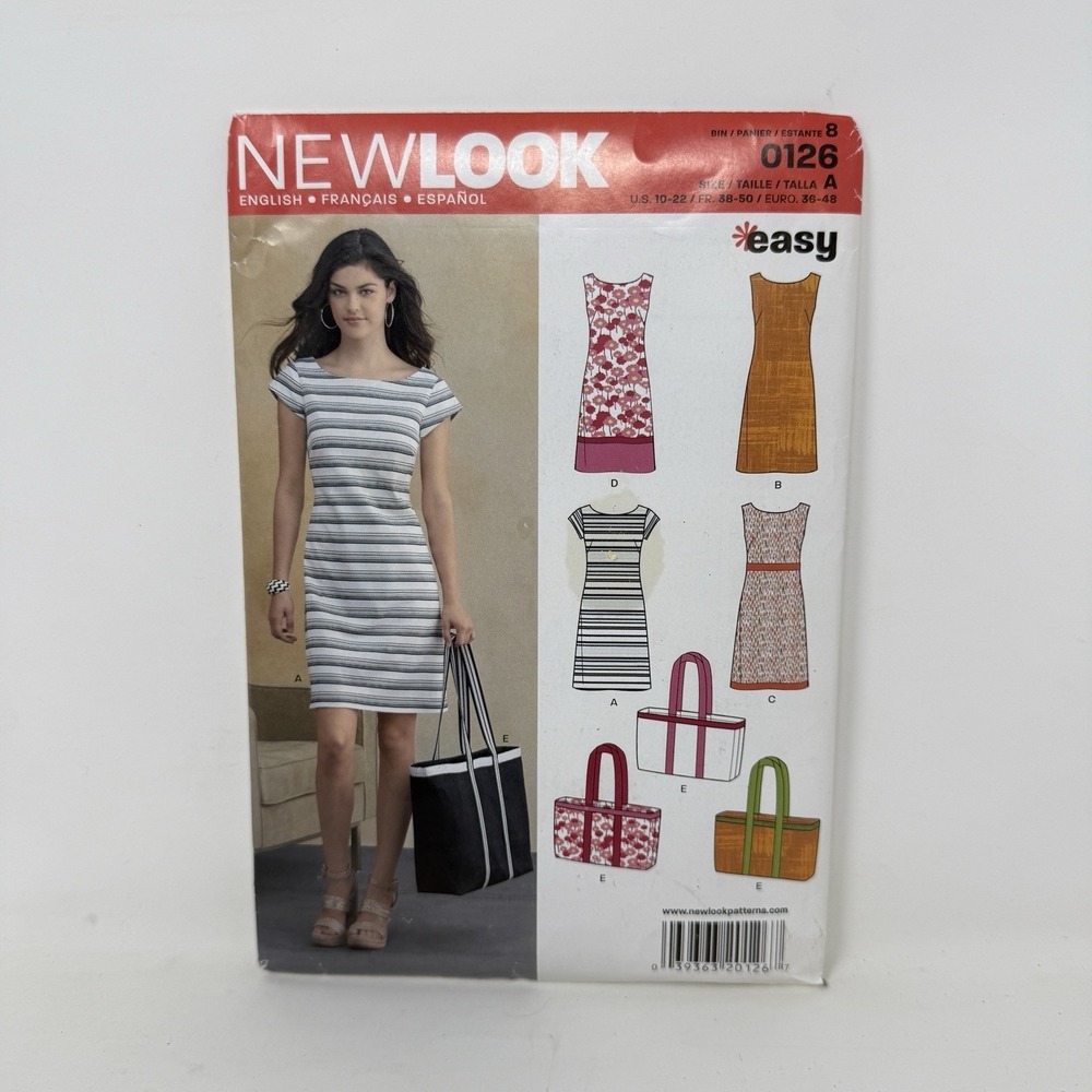 0126 New Look Sewing Pattern Misses' Dresses & Tote Bag  Size 10-22 A UNCUT FF